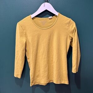 Chartreuse 3/4 Sleeve Scoop Neck Top